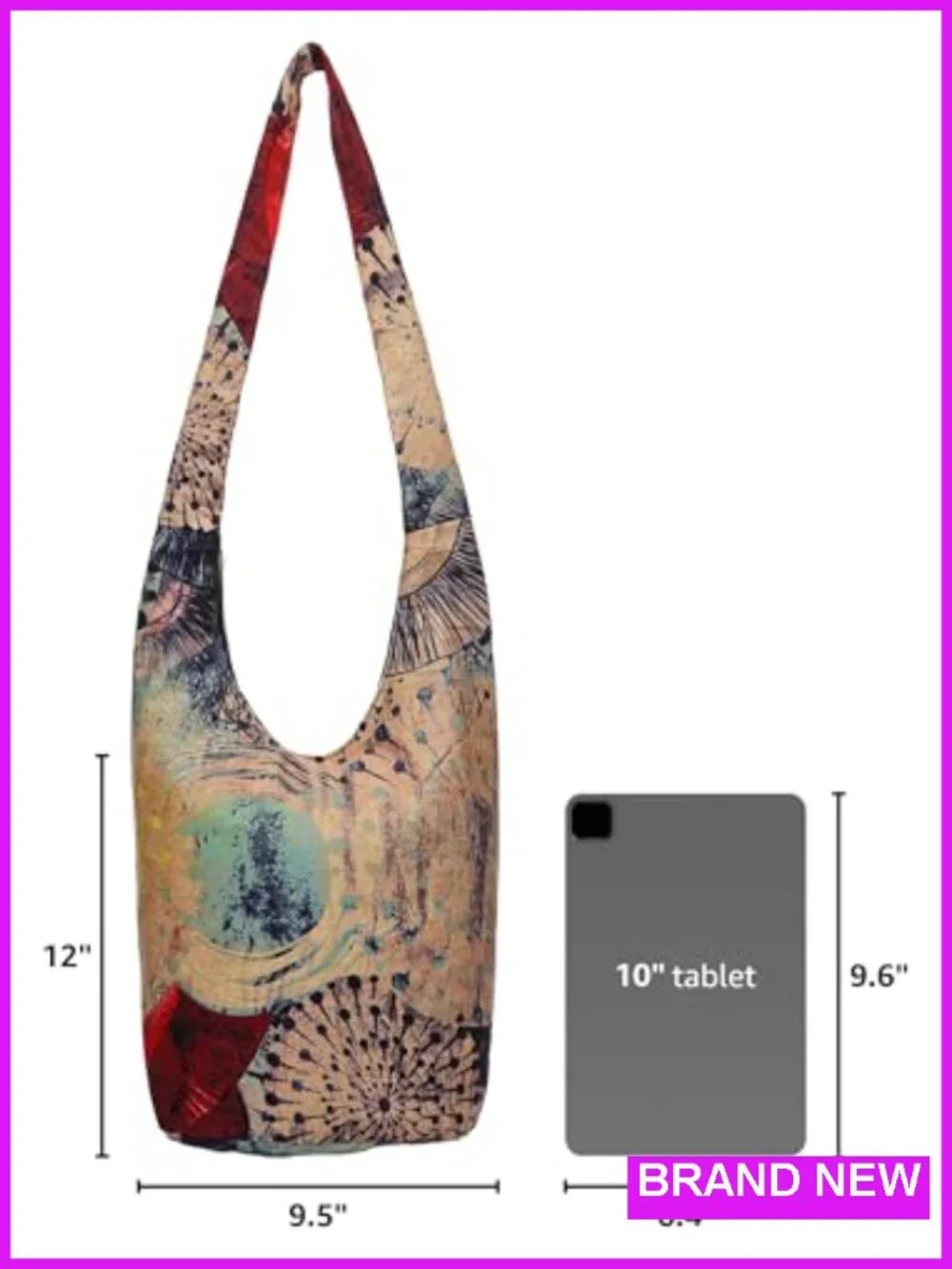 Canvas Hippie Crossbody Bag Boho Hobo Purse with Pockets